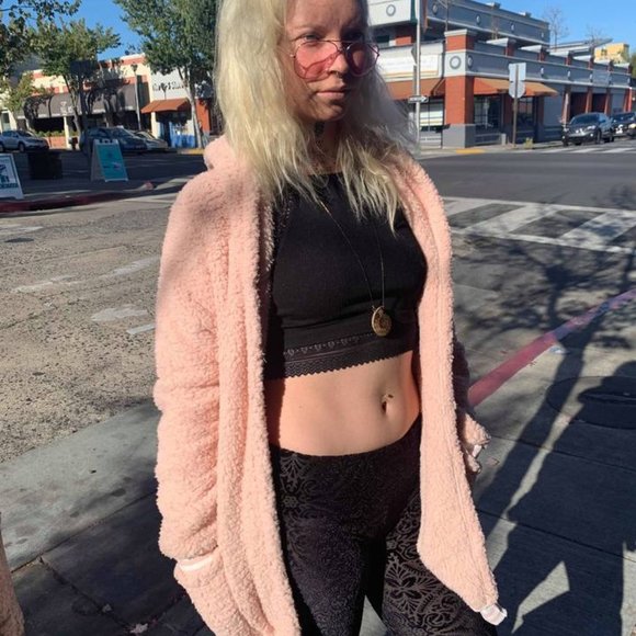 Blush Plush Pink Sherpa Coat Hoodie - Picture 3 of 7